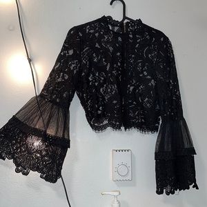 Black lace boutique blouse